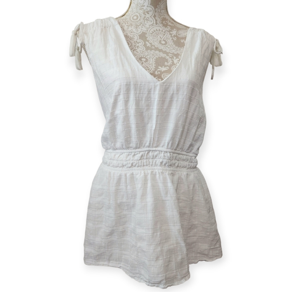 Torrid Cloud Dancer White Window Pane V-Neck Tank Size 3X